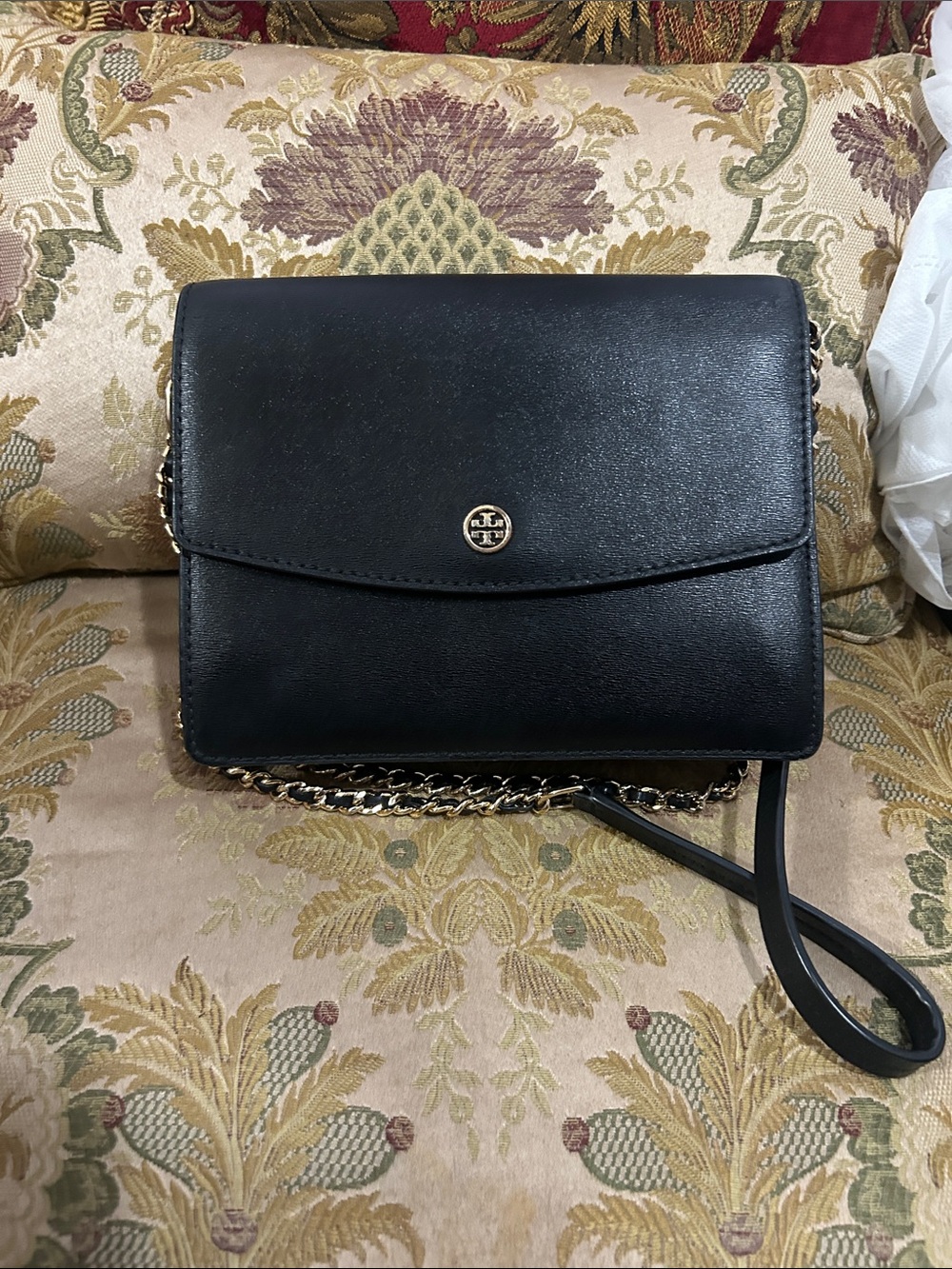 Tory Burch Black Leather Chain Shoulder Crossbody
